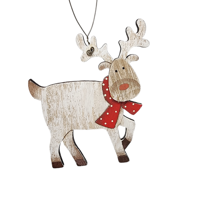 Rustic Wooden Reindeer Ornament -