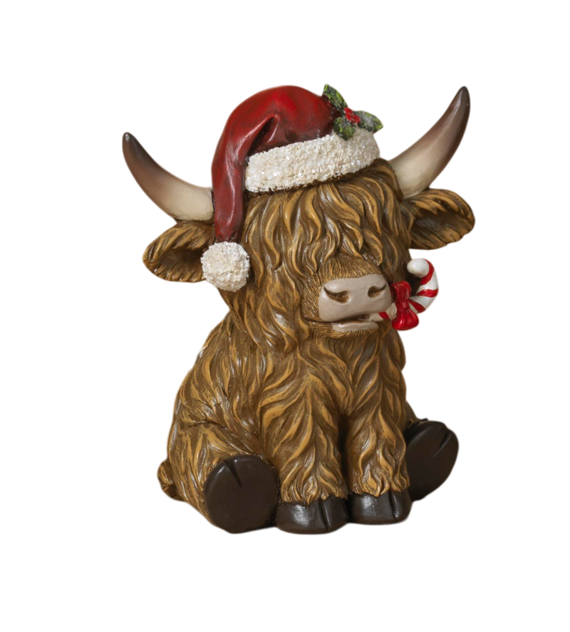 Holiday Highland Cow - Santa Hat