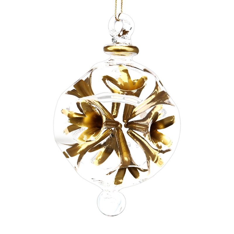 Pierced 3" Glass Ball - Gold