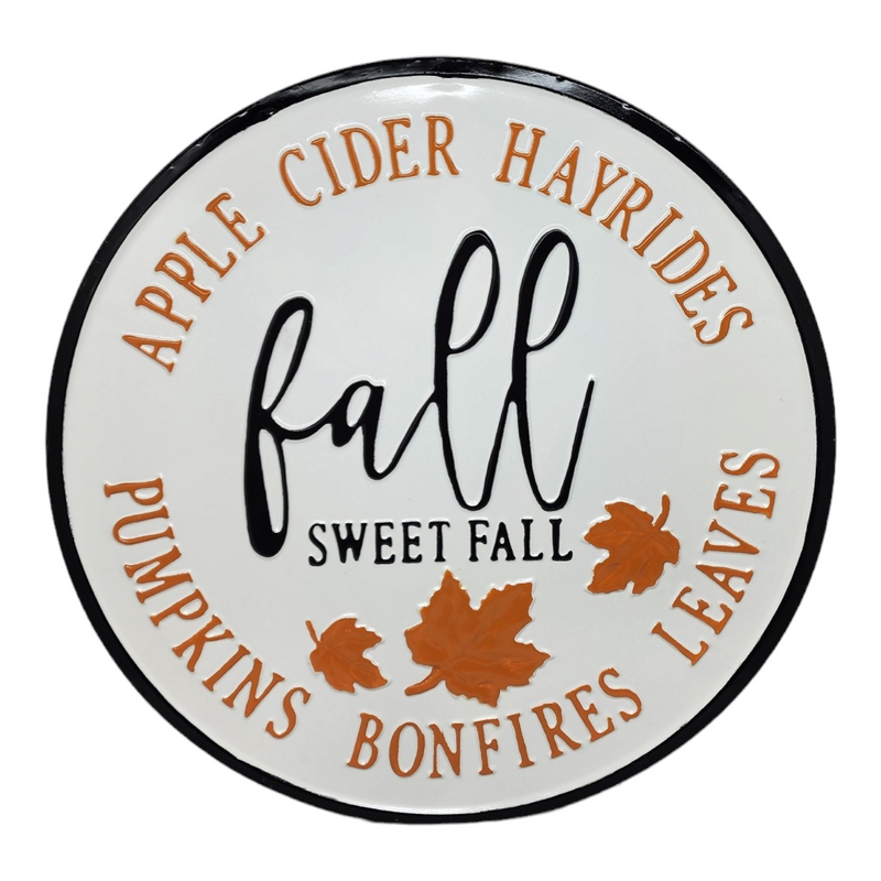 Round Metal Wall Sign - 18" - Fall Sweet Fall