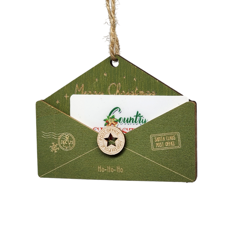 Wooden Letter to Santa Ornament - Green