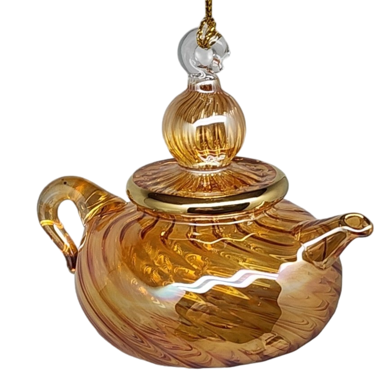 Blown Glass Swirl Teapot - Yellow