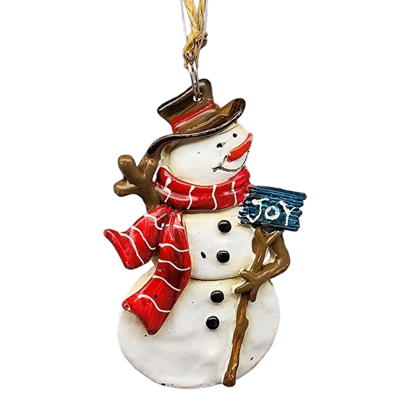 Clay-Style Snowman Ornament - Joy Sign