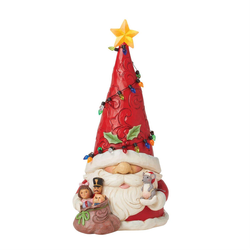 Gnome Santa Wrapped in Lights Figurine