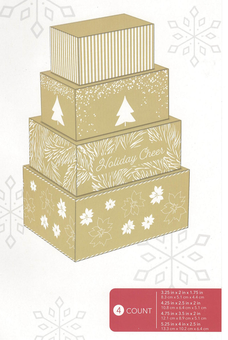 4 Piece Treat Tower Interlocking Gift Boxes - Gold