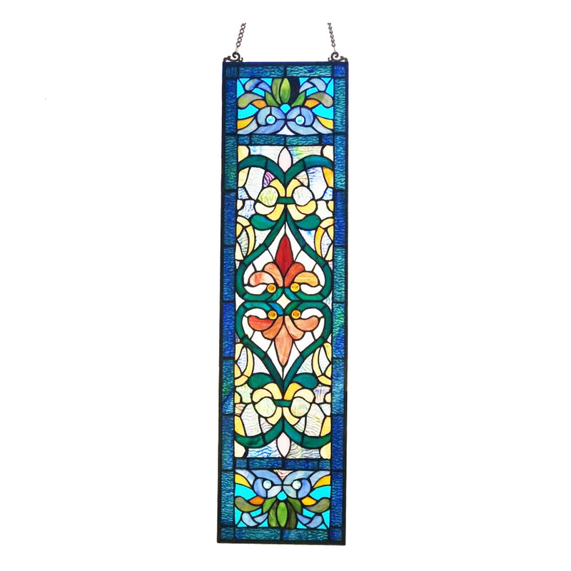 Lani Victorian Red or Blue Stained Glass Window Panel