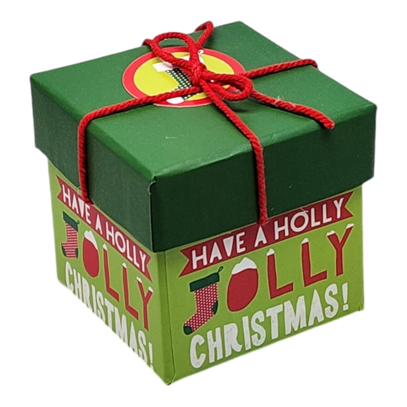 Gift Box Cube for Gift Cards - 3" x 3" -  Holly Jolly Christmas