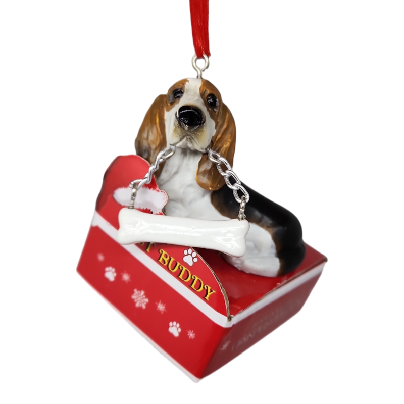 Basset Hound with Bone Ornament