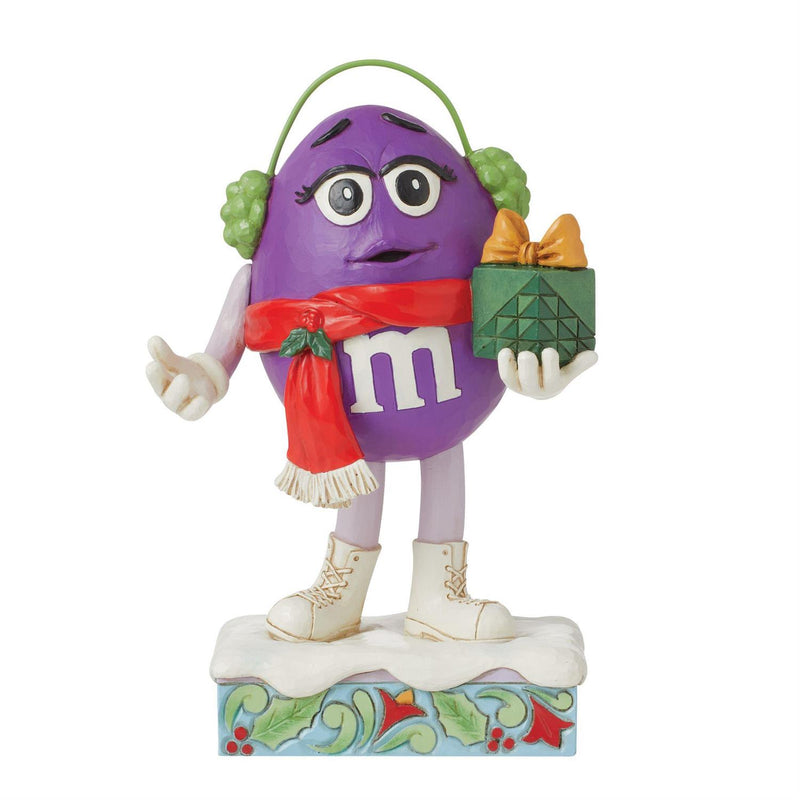 M&M'S Purple Character Bearing a Present