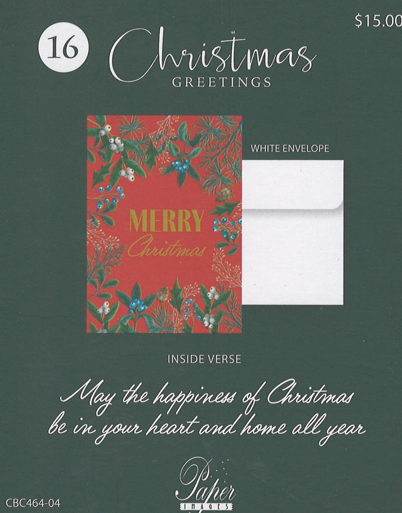 Holiday Favorites Boxed Cards - Set of 18 - Merry Christmas Ivy