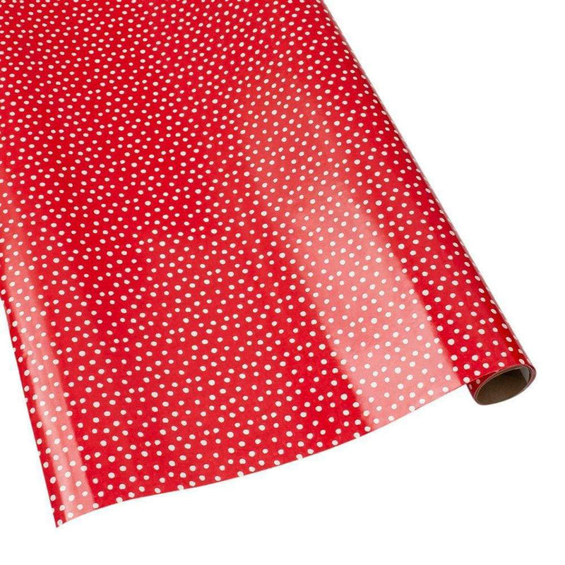 Small Dots Gift Wrapping Paper on Red High-Gloss - 30" x 8' Roll