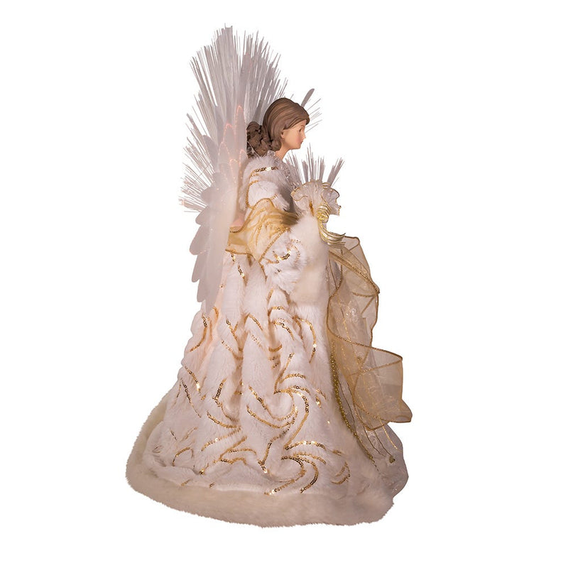 Gold/White Angel with Fiberoptic Aura - 16 Inch