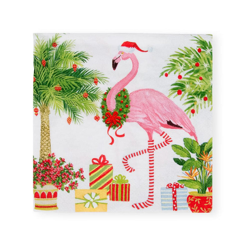 Christmas Flamingos Paper Cocktail Napkins - 20 Per Package