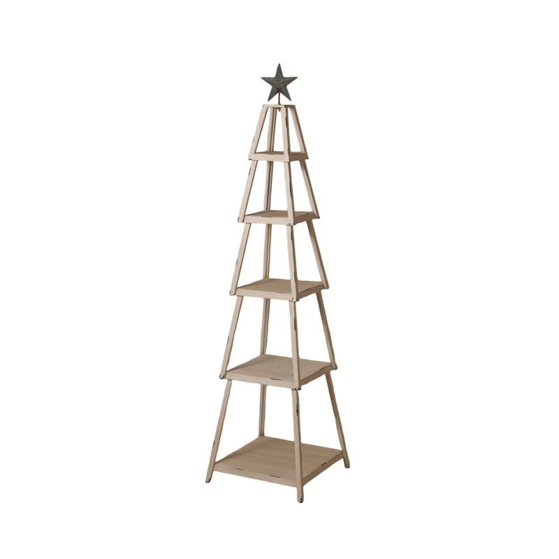 Wood Tree Shelf with Metal Star - 66 Inches tall