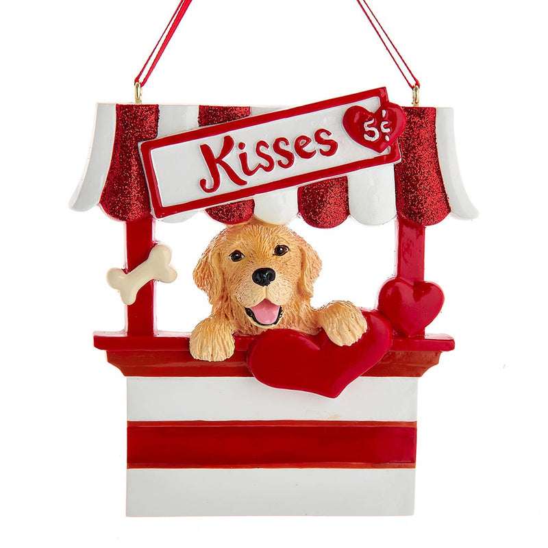 Dog Kisses - Kissing Booth Ornament -  Golden Retriever