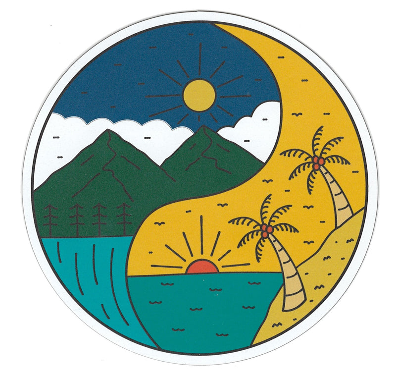 Large Flex Magnet - Yin Yang - Mountains and Beach