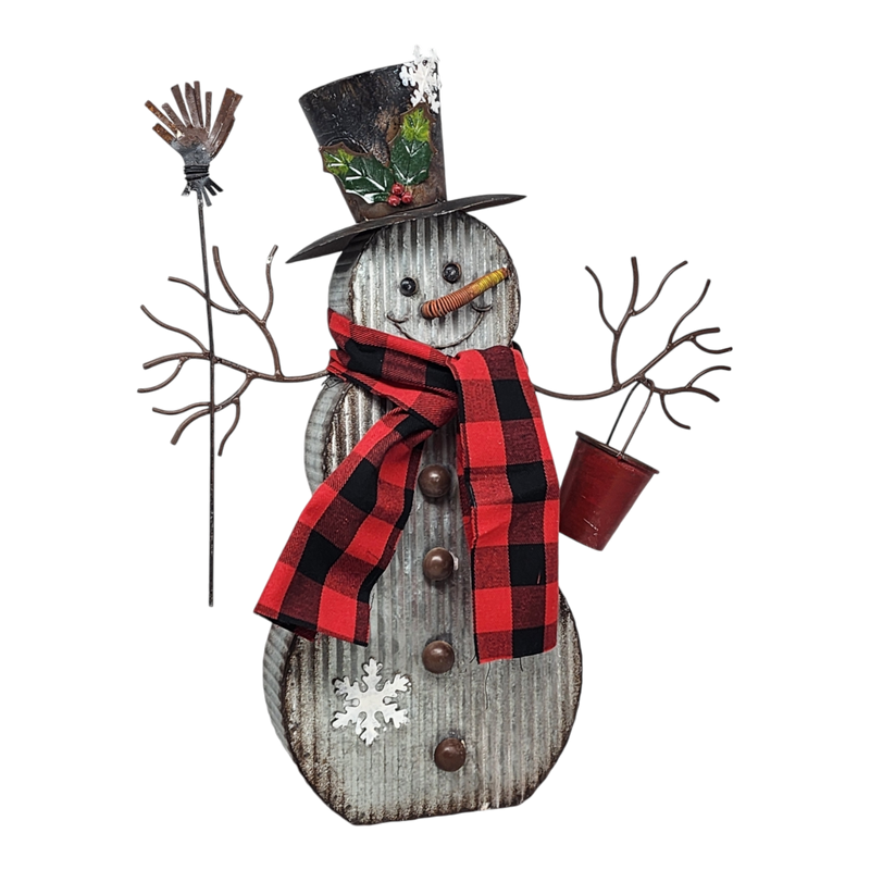 Metal Snowman Figurine - 18 Inch - Top Hat