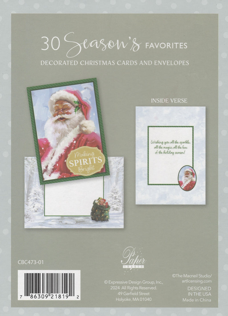 Classic Boxed Cards - Set of 30 - Class Santa