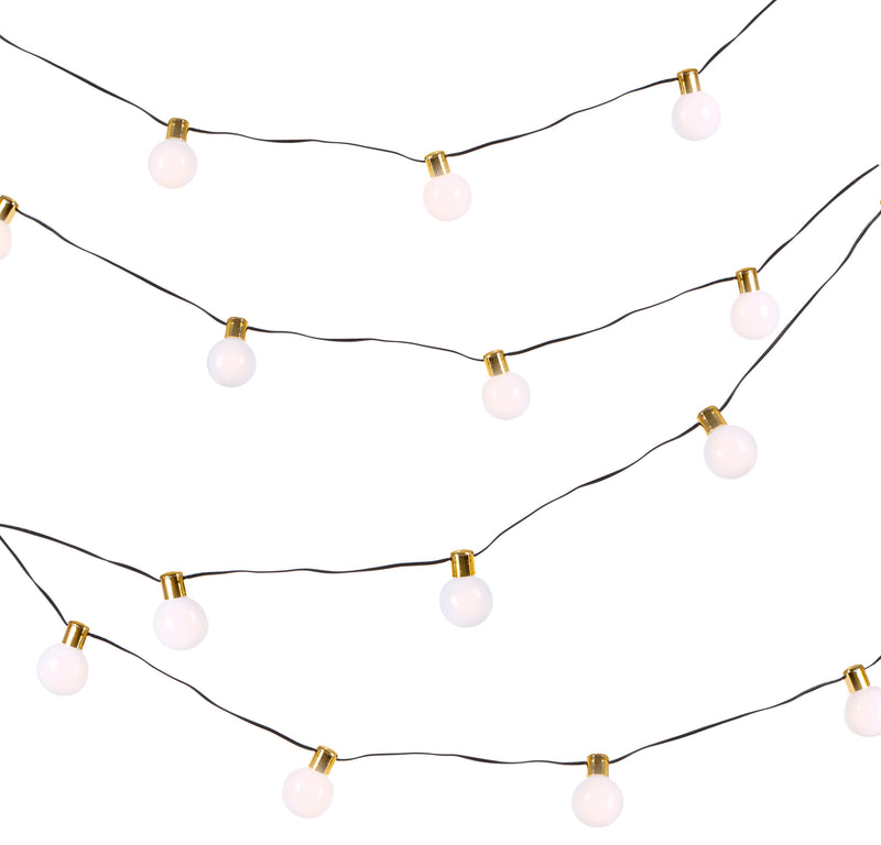 20' White Ball and Gold Cap Light Garland