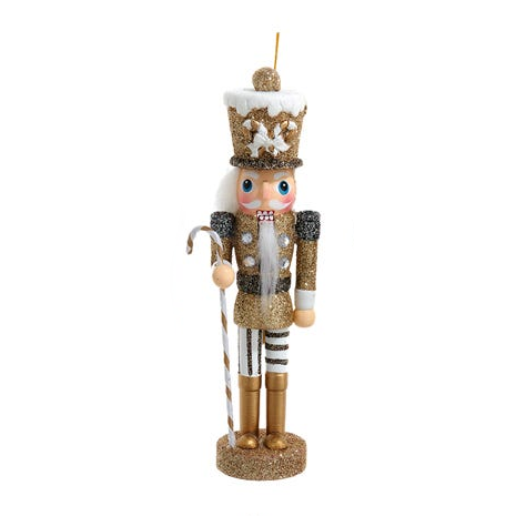 5 Inch Hollywood Nutcracker Ornament - Gold with Cane