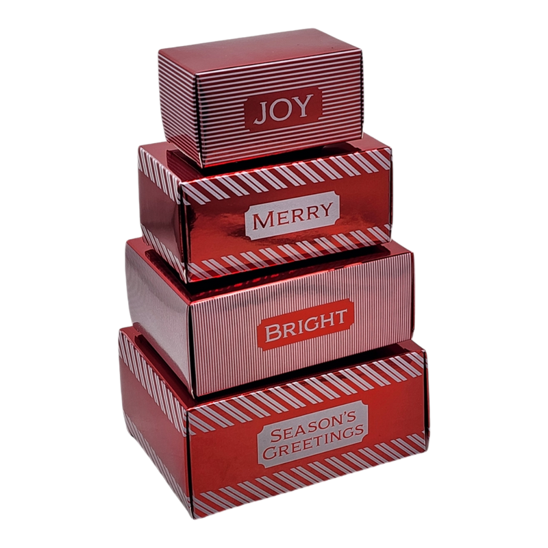 4 Piece Treat Tower Interlocking Gift Boxes - Red