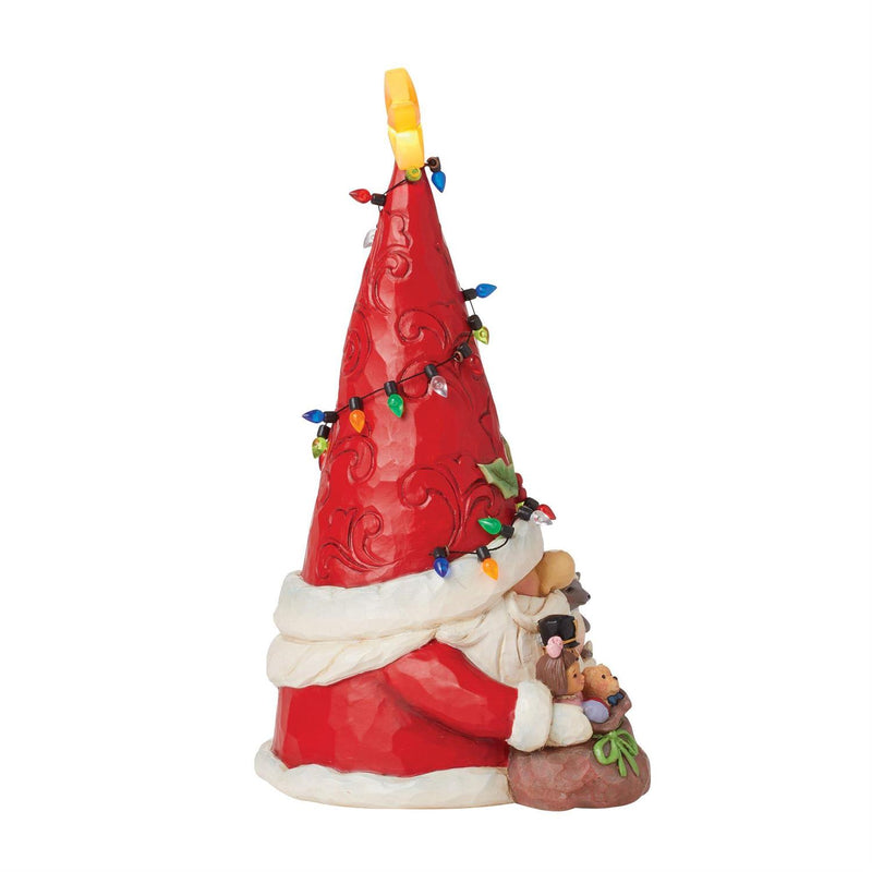 Gnome Santa Wrapped in Lights Figurine