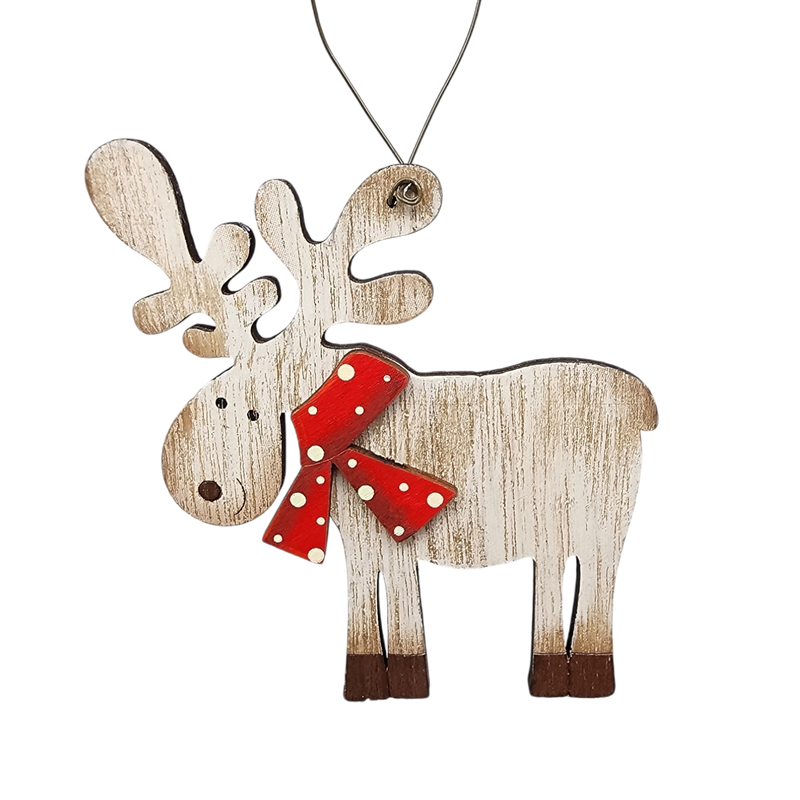 Rustic Wooden Reindeer Ornament -