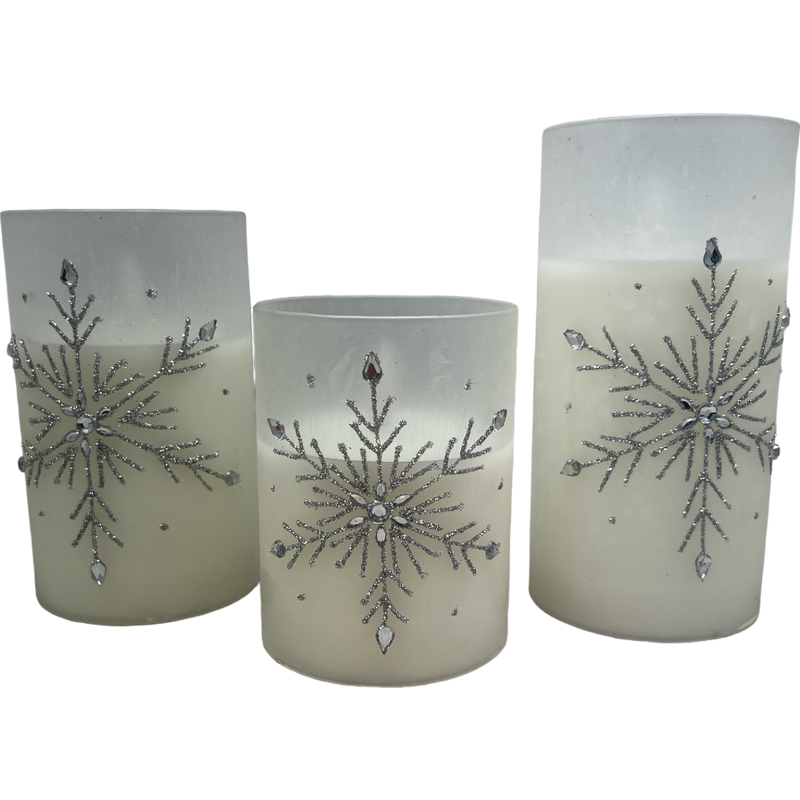 B/O Lighted Glass Holiday Luminaries with LED Set of 3 Candles