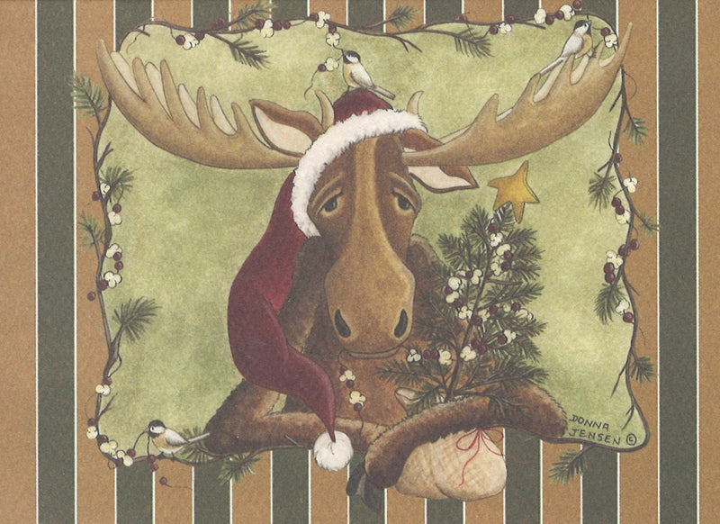 6 Notecards & Envelopes Set - Lazy Christmas Moose