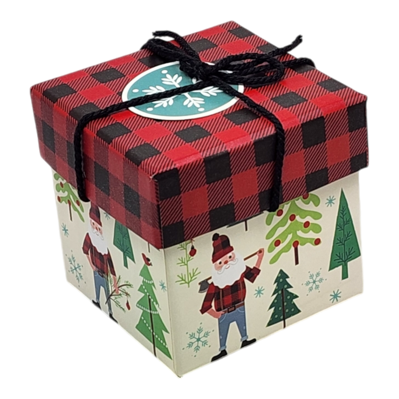 Gift Box Cube for Gift Cards - 3" x 3" - Woodland Santa