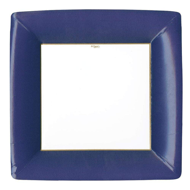 Grosgrain Border Paper Dinner Plates in Navy - 8 Per Package