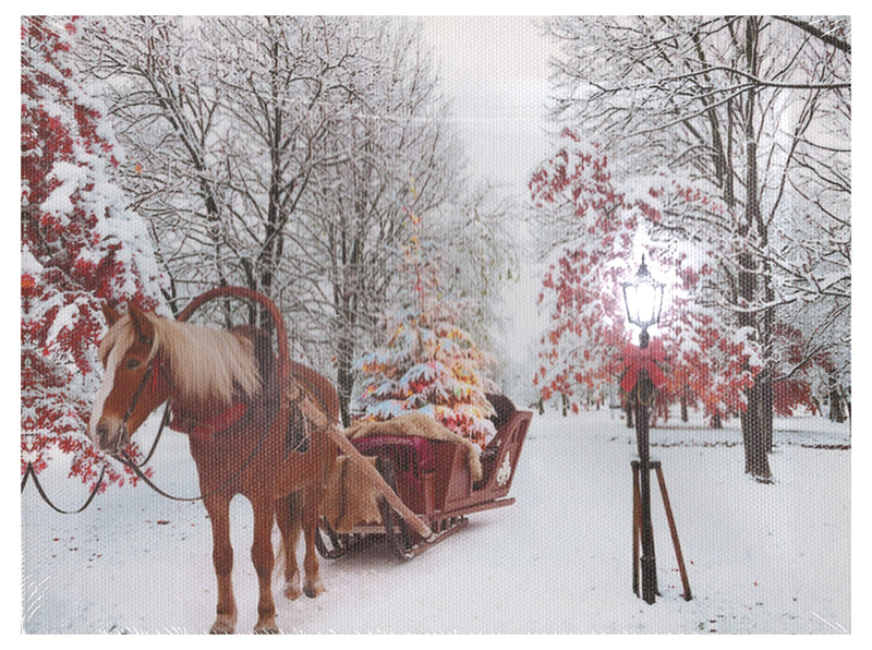 Lighted Canvas Print - Horse Drawn Tree Sleigh