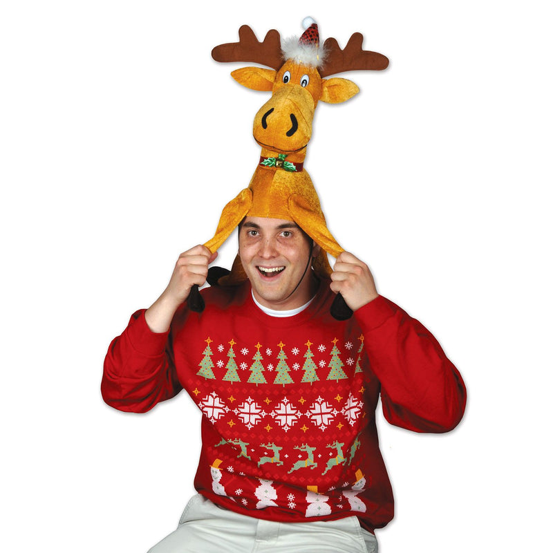 Plush Christmas Moose  Hat