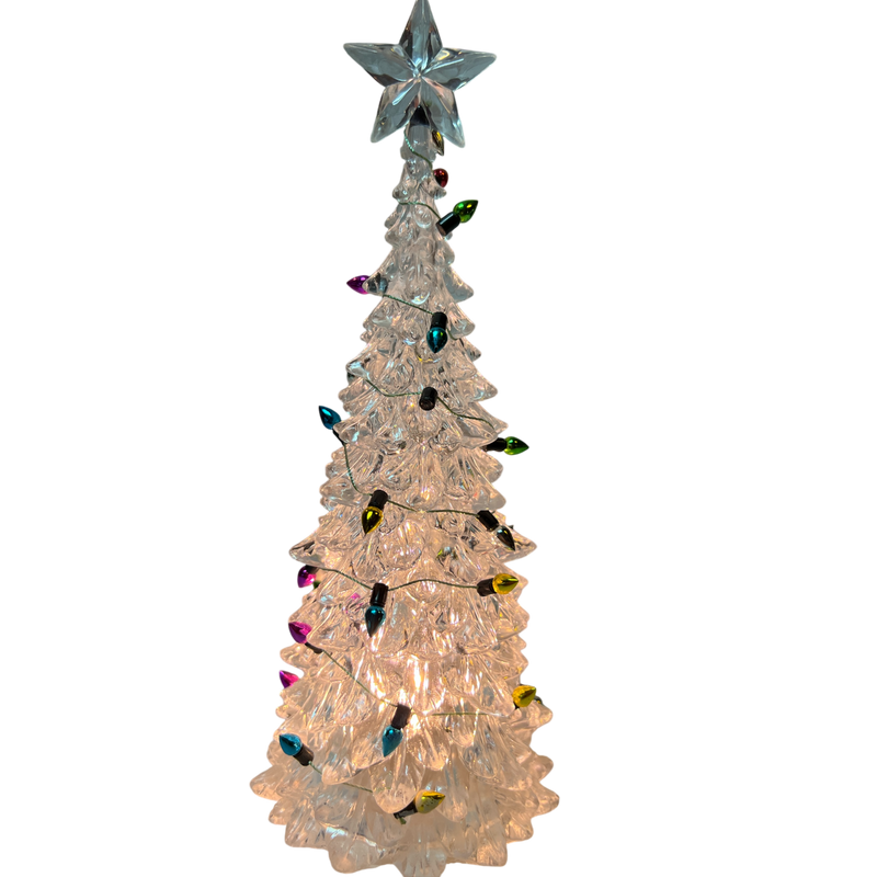 B/O Lighted Acrylic Christmas Tree - Clear