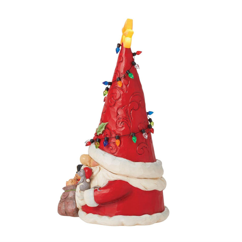 Gnome Santa Wrapped in Lights Figurine