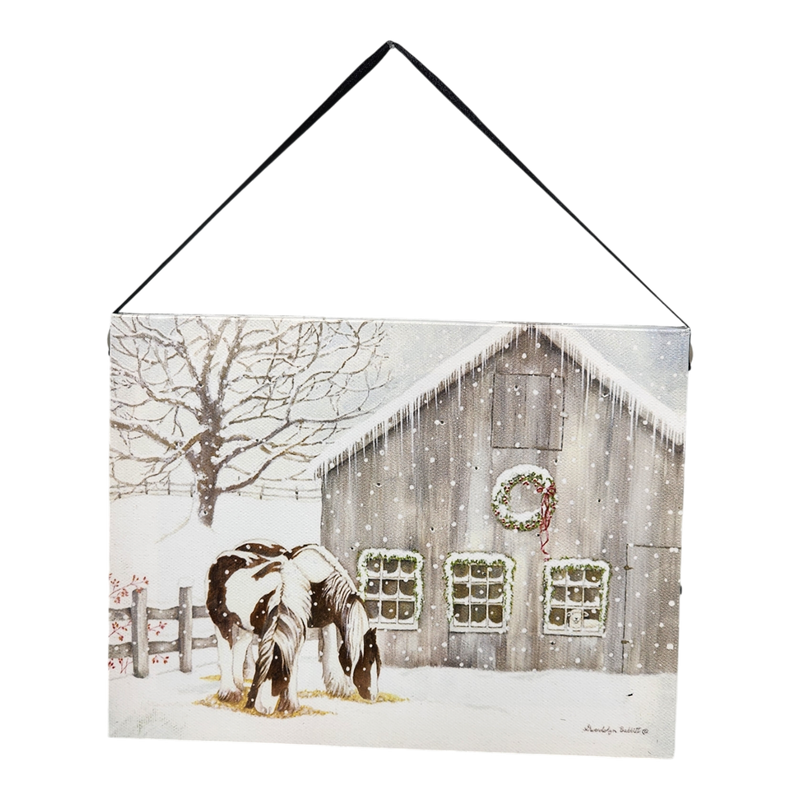 Fiber Optic Lighted Canvas Art - Grazing at the Barn