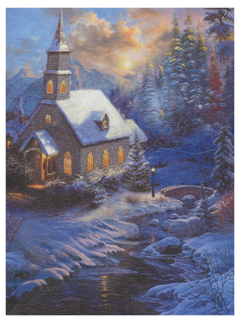 Lighted Canvas Print - Winter Church