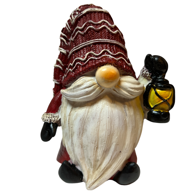 Holiday Gnome With Lantern Figurine