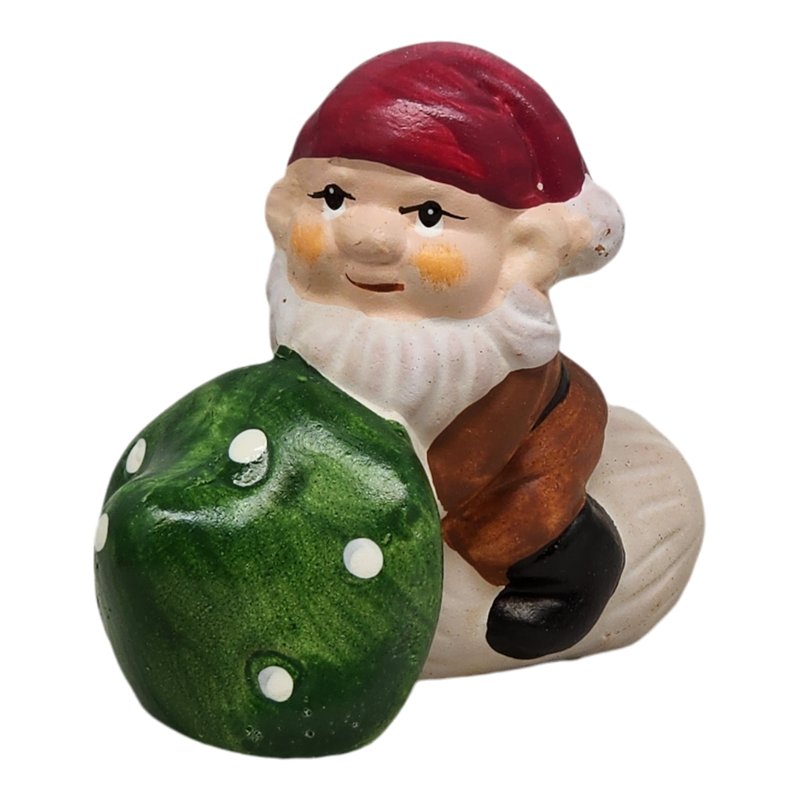 Terracotta Gnome with Mushroom - Green