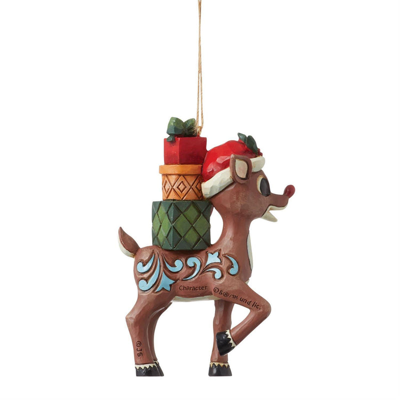 Rudolph with Stacked Presents Ornament