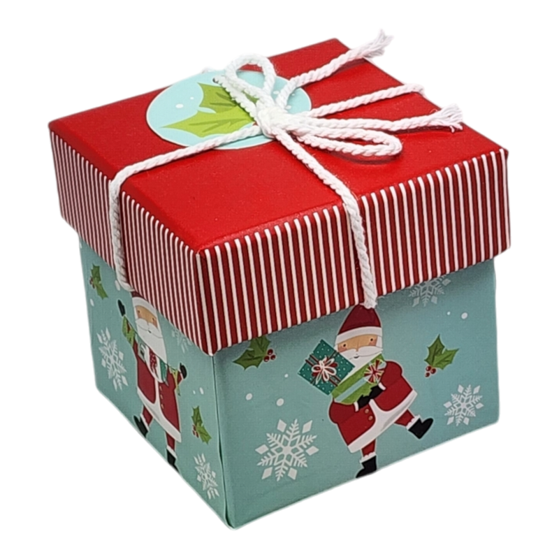 Gift Box Cube for Gift Cards - 3" x 3" - Santa