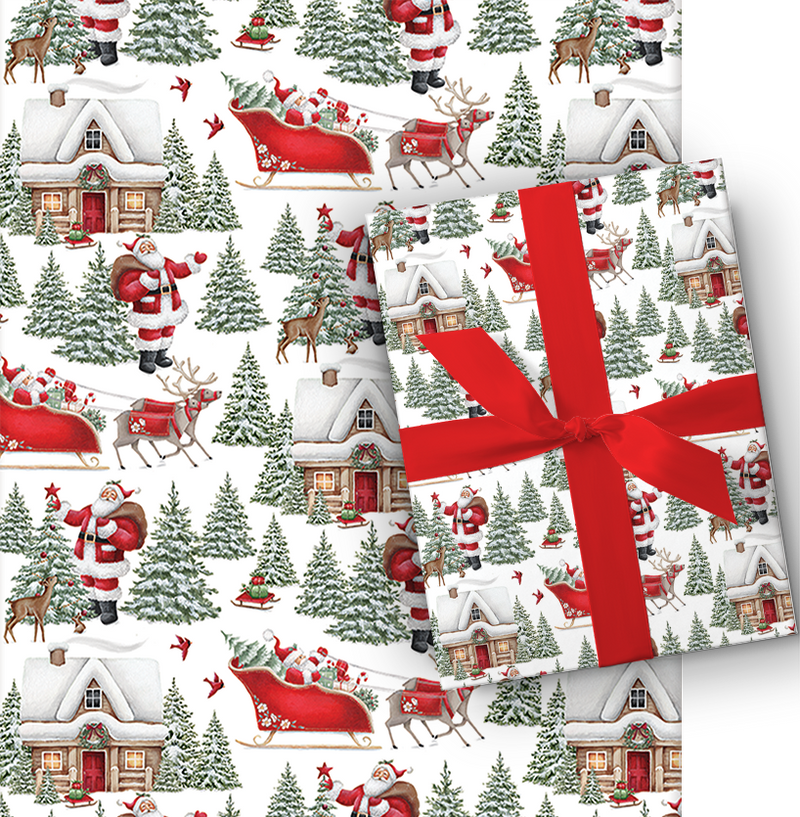 Holiday Roll Wrap - 30" x 168" - Santa's Winter Wonderland