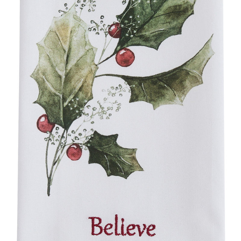 Holly And Berries Believe Dishtowel