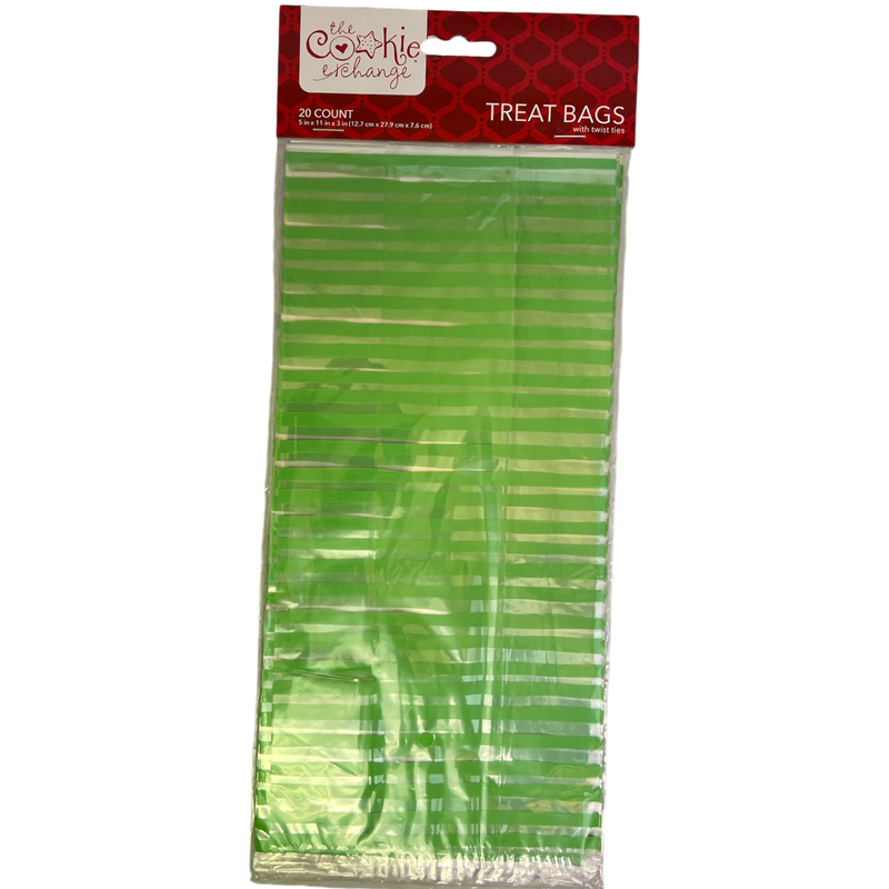 Cookie Cello Treat Bag 20 count - Green Stripe