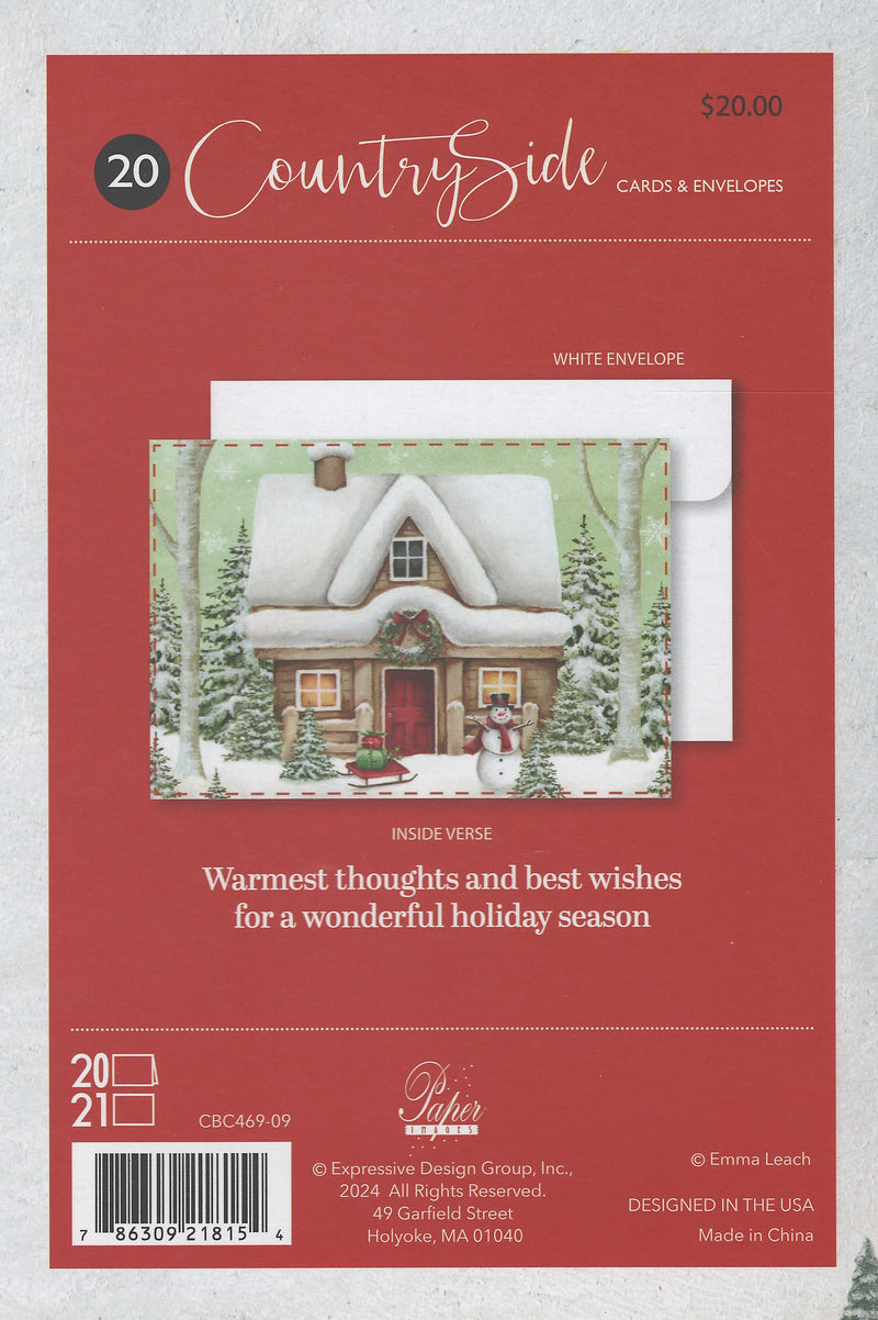 Countryside Christmas Boxed Cards - Set of 20 - Cozy Cottage