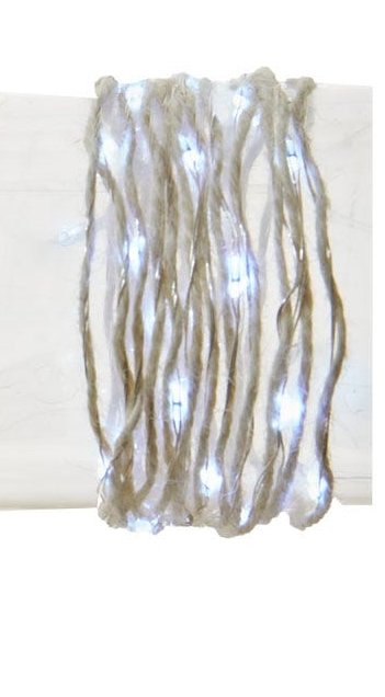 30-Light Battery-Operated Rope Fairy Lights - White