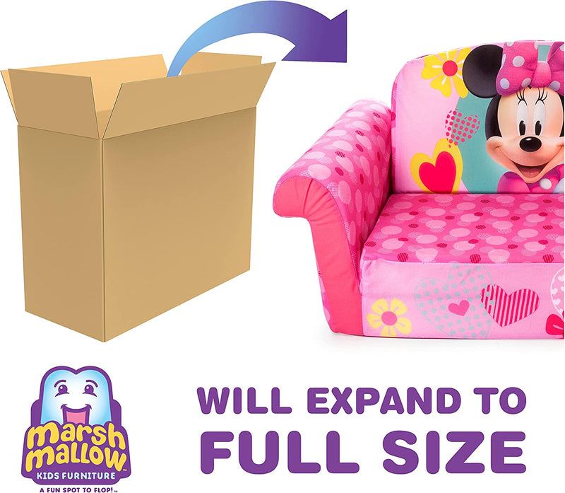 Marshmallow Furniture, Children's 2-in-1 Flip Open Foam Compressed Sofa, Minnie Mouse