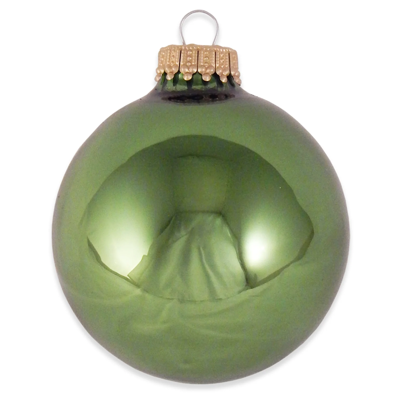 Christmas By Krebs 2 5/8 Glass Balls - Gold Caps - Jungle Green 8 Pack