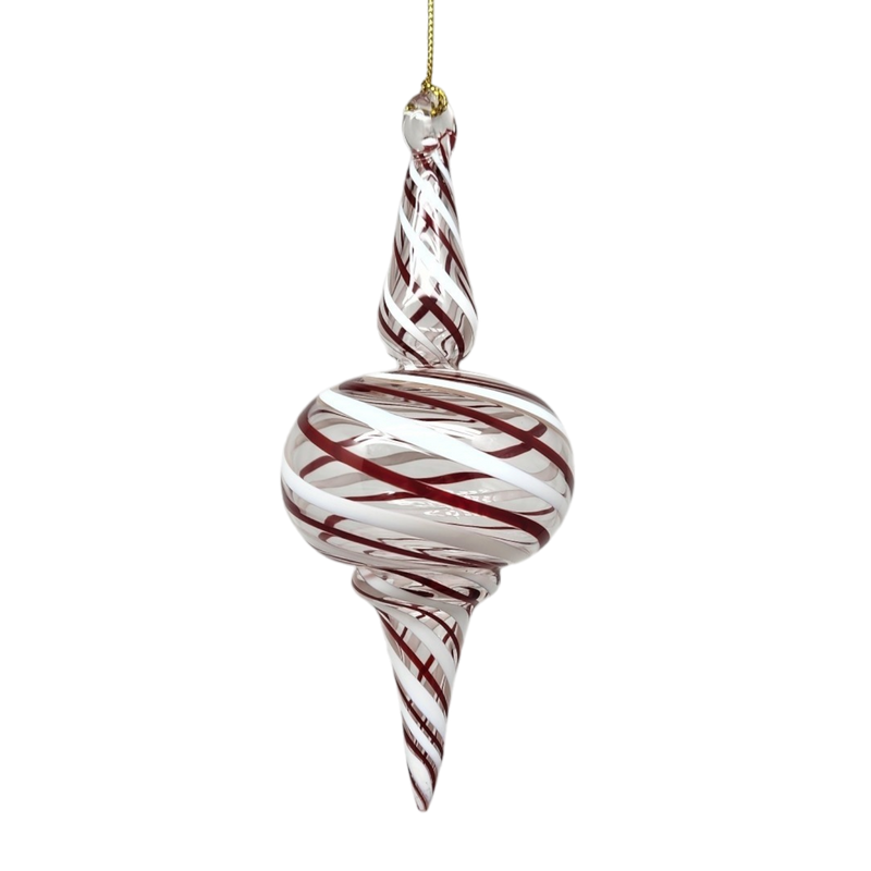 Peppermint Striped Spire Glass Ornament