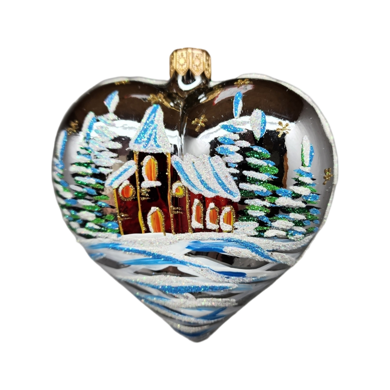 Country Heart Ornament - Silver base